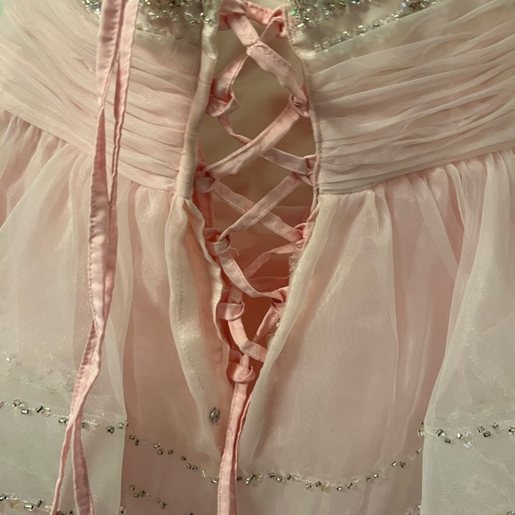 Party Dress. Strapless. Pageant dress. Pink with rhinestones and glitzy. - Picture 5 of 10